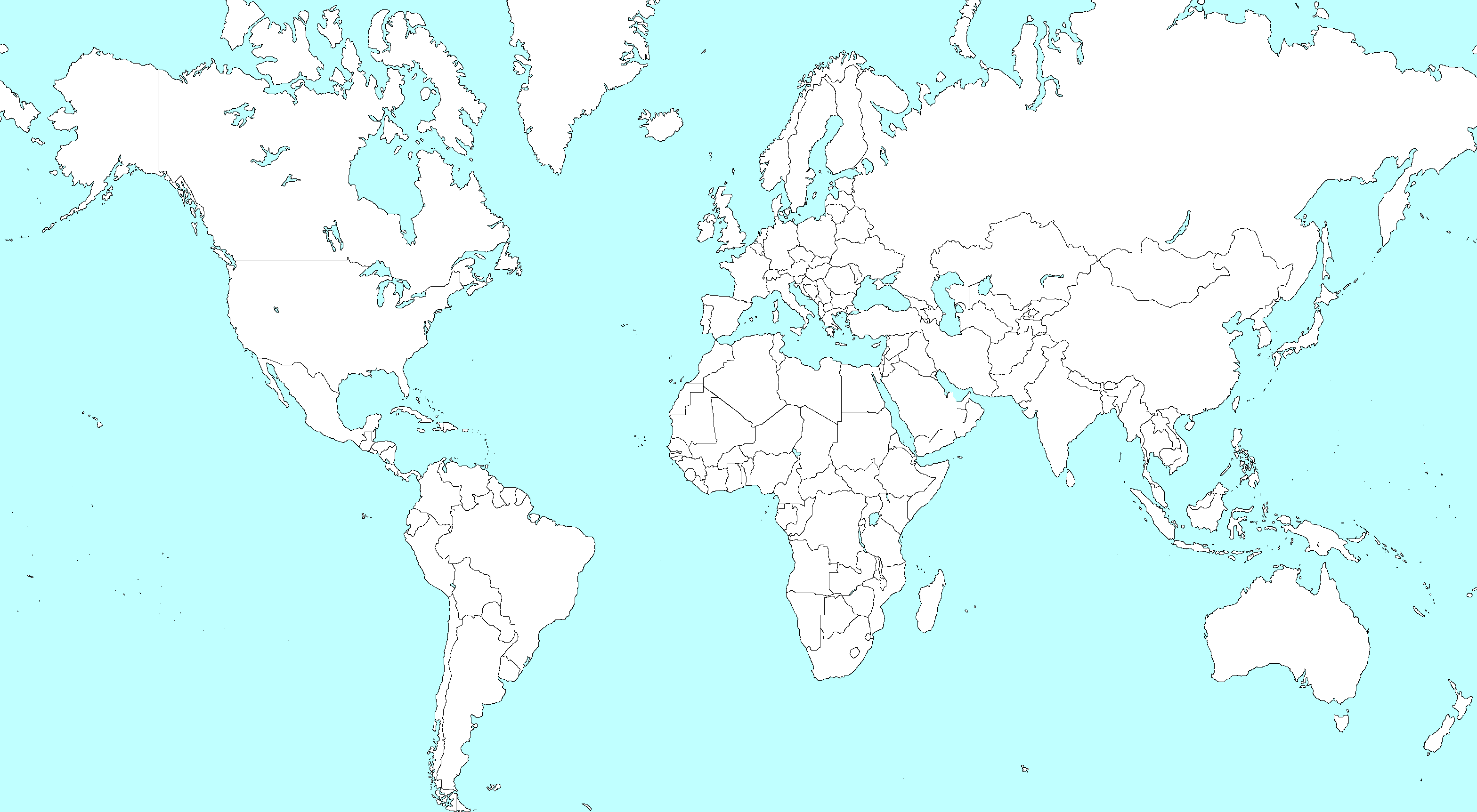 World+map+black+and+white+outline
